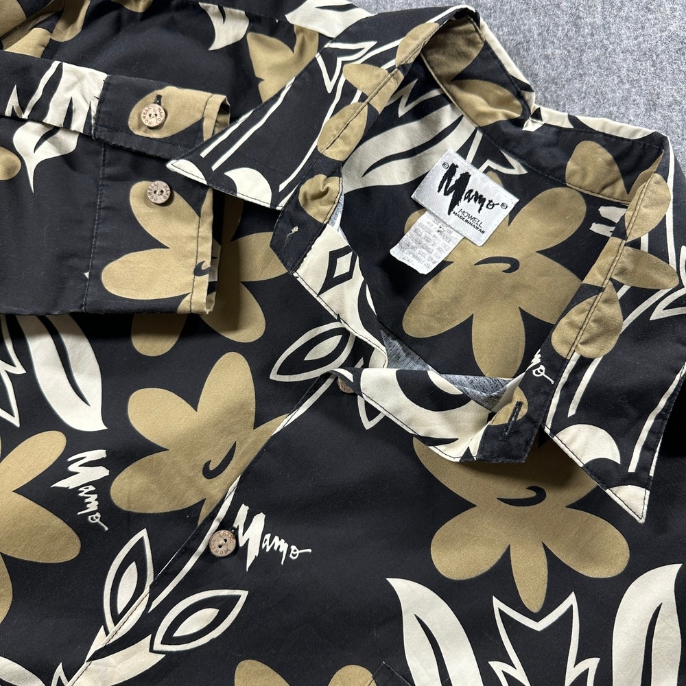 Mamo Howell Shirt Mens 2XL Black Floral Button Down Long Sleeve Made In Hawaii